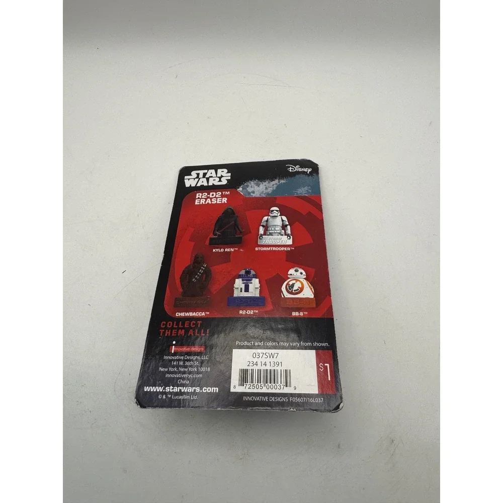 Star Wars R2D2 Eraser Topper New on‎ Card - Picture 3 of 3